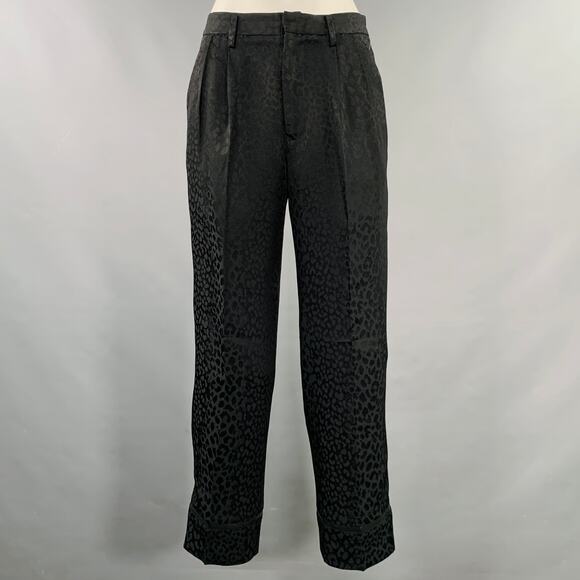 NOIR KEI NINOMIYA Size XS Black Triacetate Blend Jacquard Zip Fly Dress Pants - Picture 1 of 6